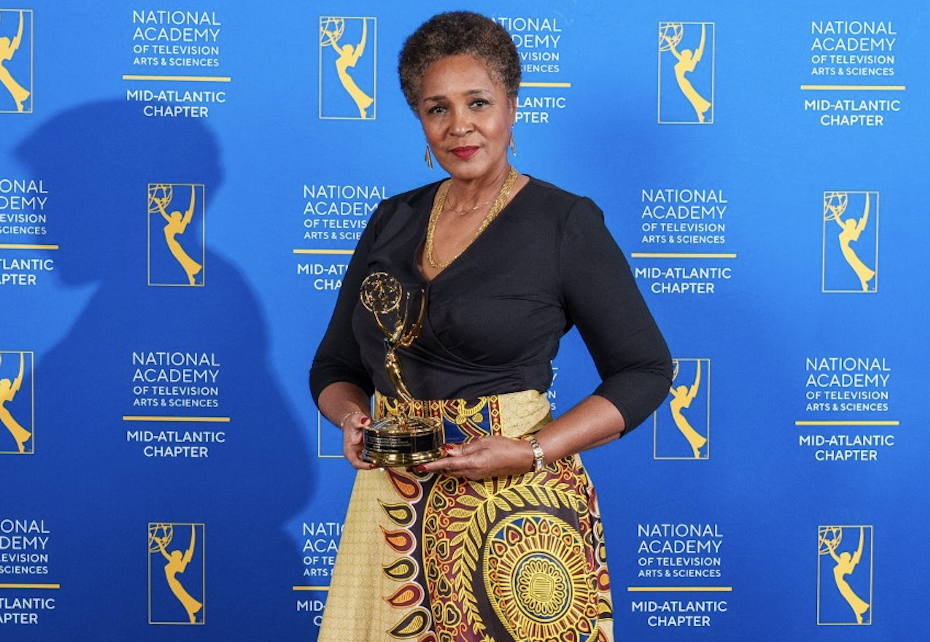 Image of Professor Gloria Browne-Marshall with her Emmy Award