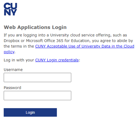 Student Forms Login Page