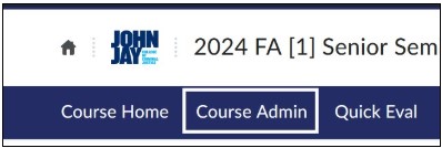 Image of user selecting Course Admin on the Course Nav bar 