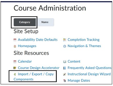 Image of user selecting Import/Export/Copy Components 