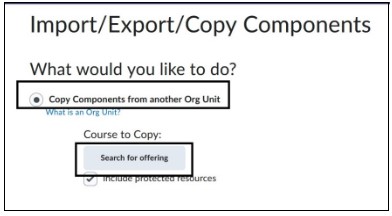 Image of user selecting Search for Offering