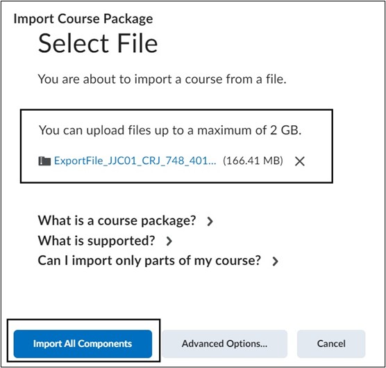 Select File. Select Import All Components.