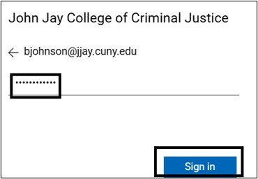 Screenshot of John Jay Zoom Sign on page. 
