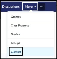 Image of Classlist on course navbar. 