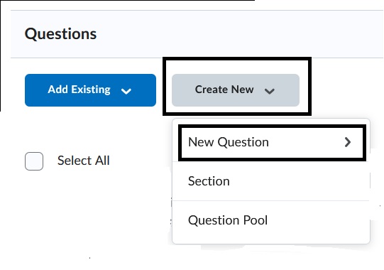 Image of Create New Quesiton.