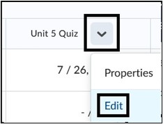 Image of Grade Item Edit. 