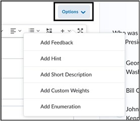 Image of Quiz Options 