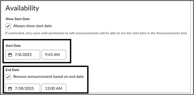 Image of Announcement Availability.