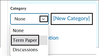 Image of Category selection. 