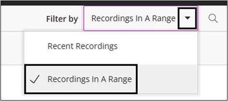 Image of Recordings Filter menu