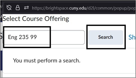 Image of Select Course Offering field. 