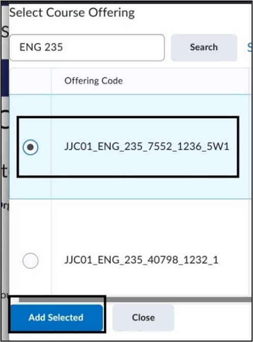 Image of Selected Course. 