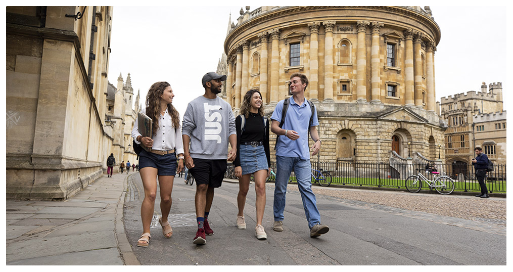 group of students walking in Oxford