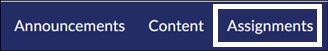 Image of Assignments Link. 