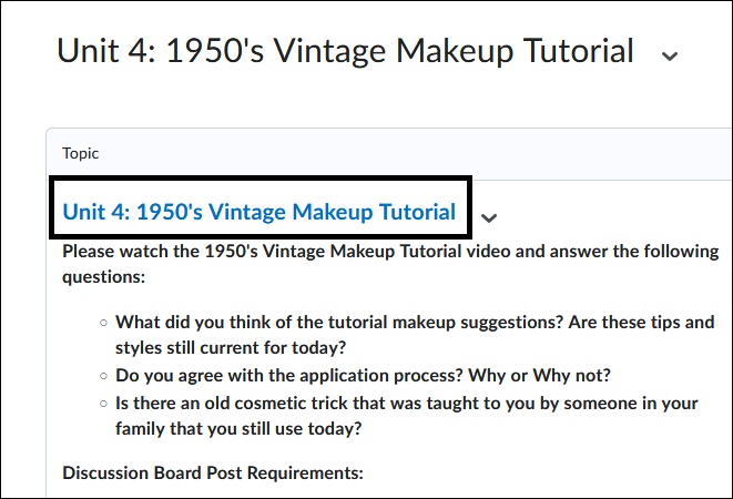 Image of Discussion Topic Link. 