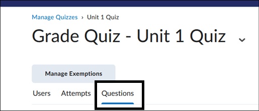Image of Questions Tab. 