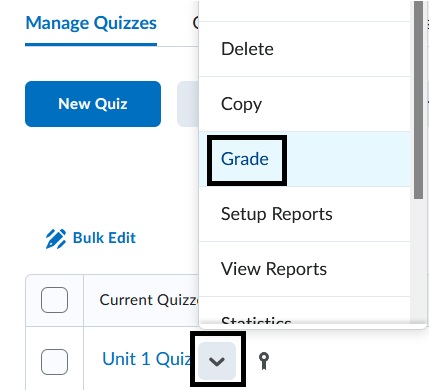 Image of action arrow and Grade selection.