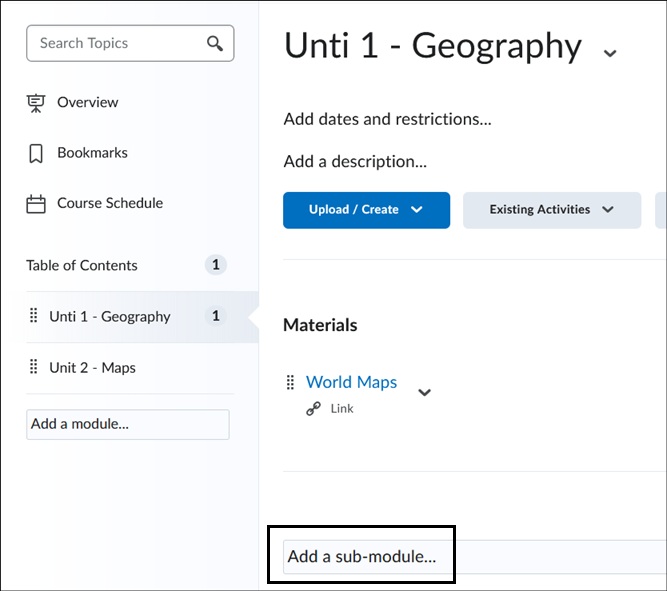 Image of Add Submodule Button. 