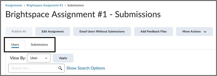 Image of Assignment Submission list page. 