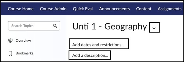 Image of Edit Module settings. 
