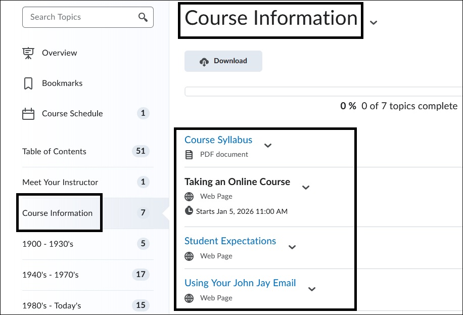 Image of Module page. 