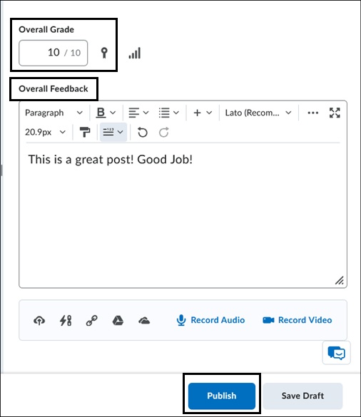 Image of Overall Grade and Feedback. 