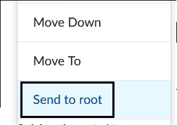 Image of Send To Root selection.