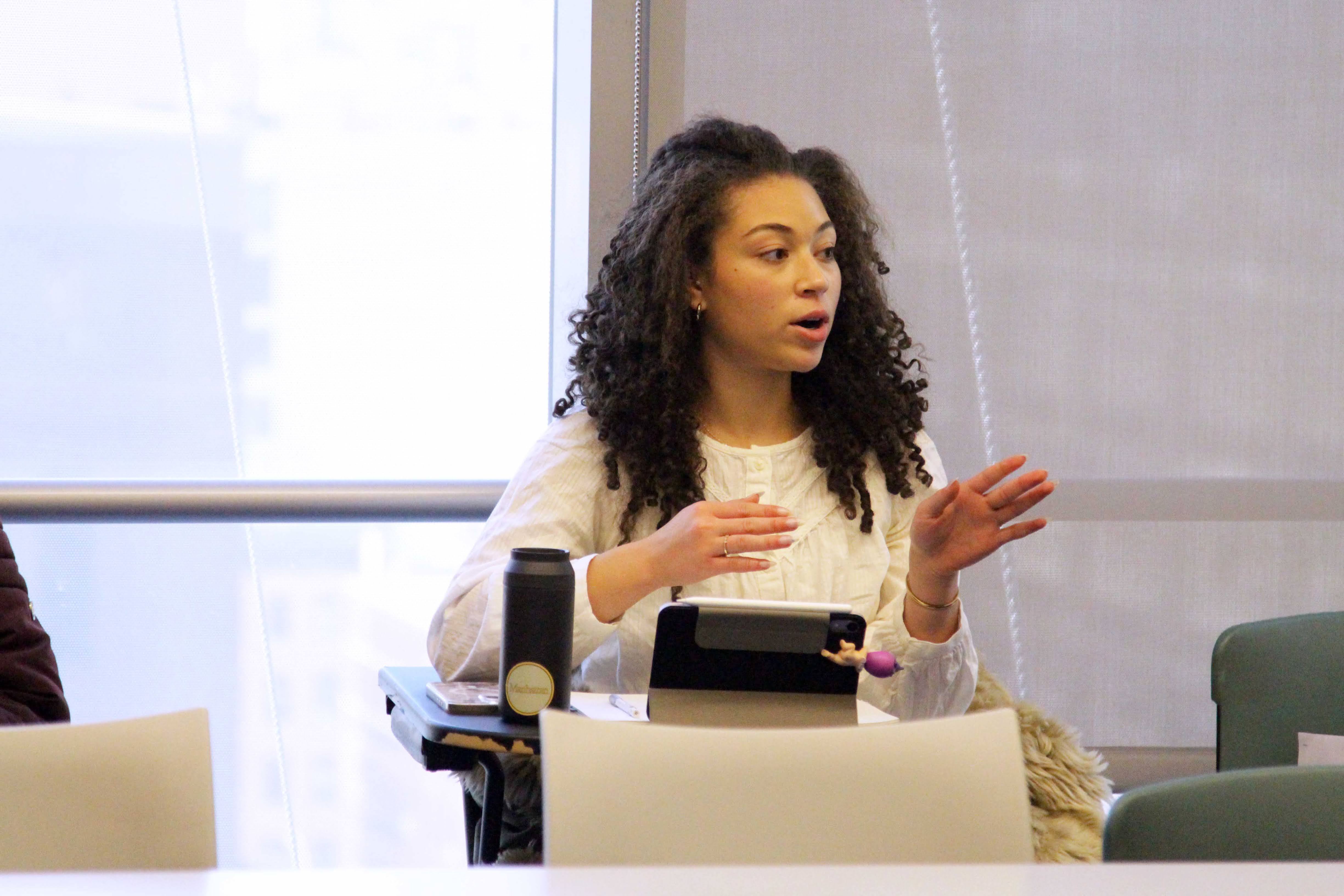 Student speaking in classroom