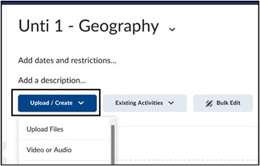 Image of Upload/Create Button.