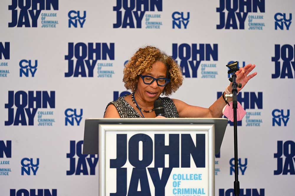 President Karol Mason speaking at BRAVO 2025 event