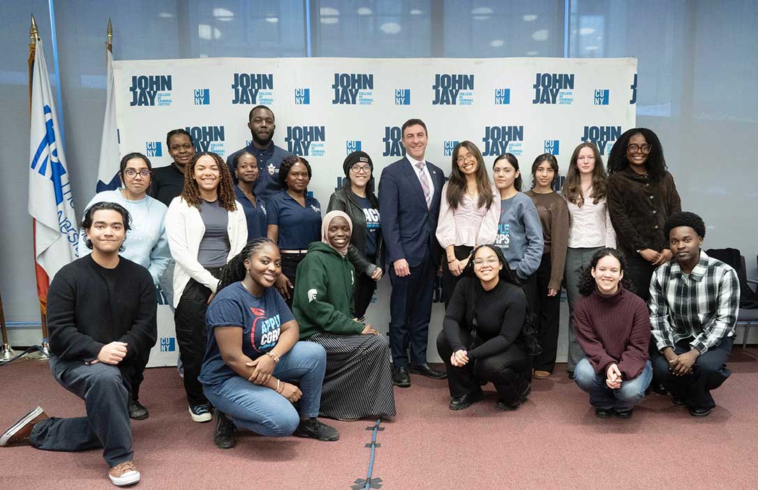 Councilmember Dinowitz poses with a group of John Jay College Students