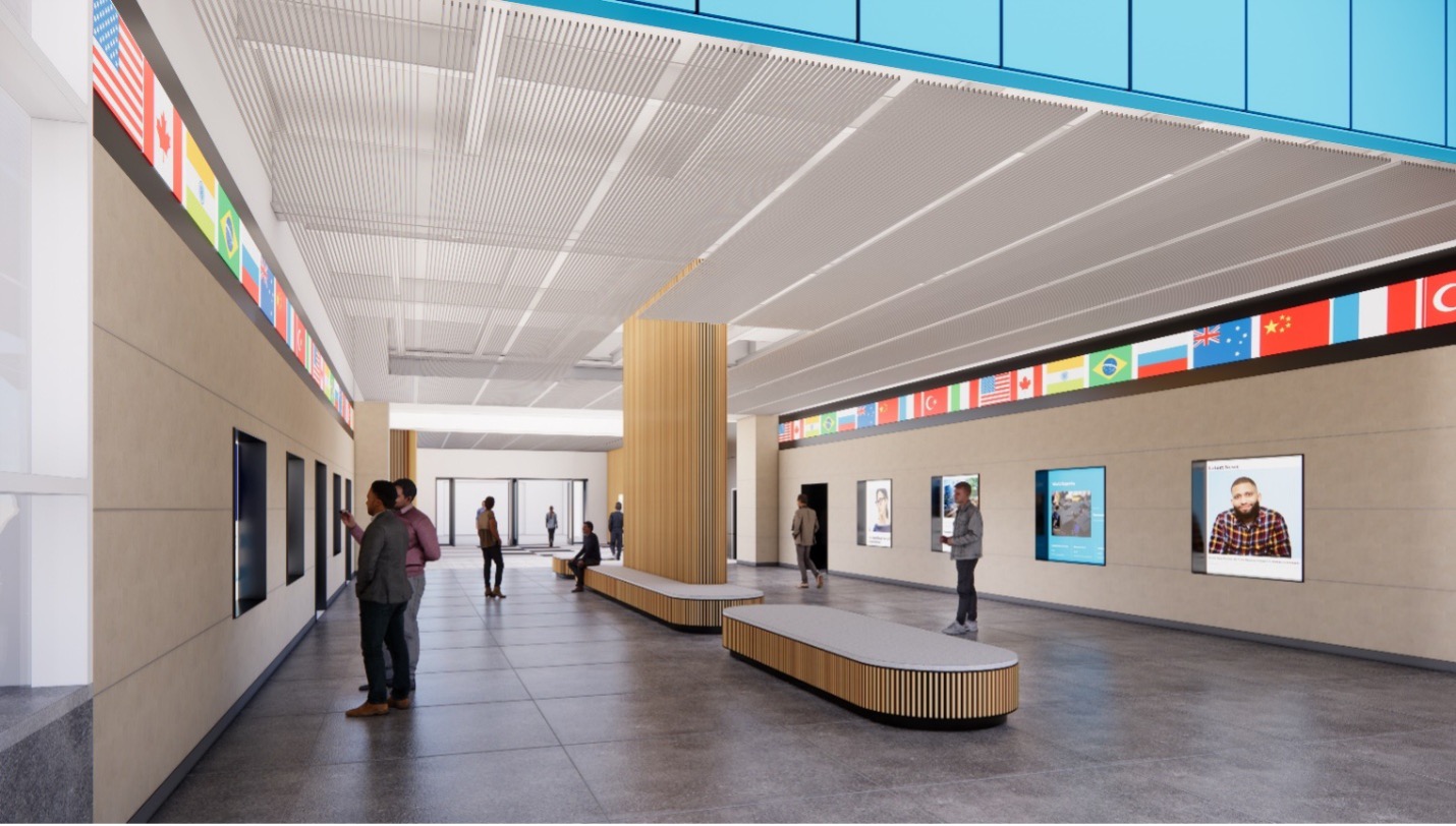 A rendering of the new Haaren Hall Entrance and Lobby