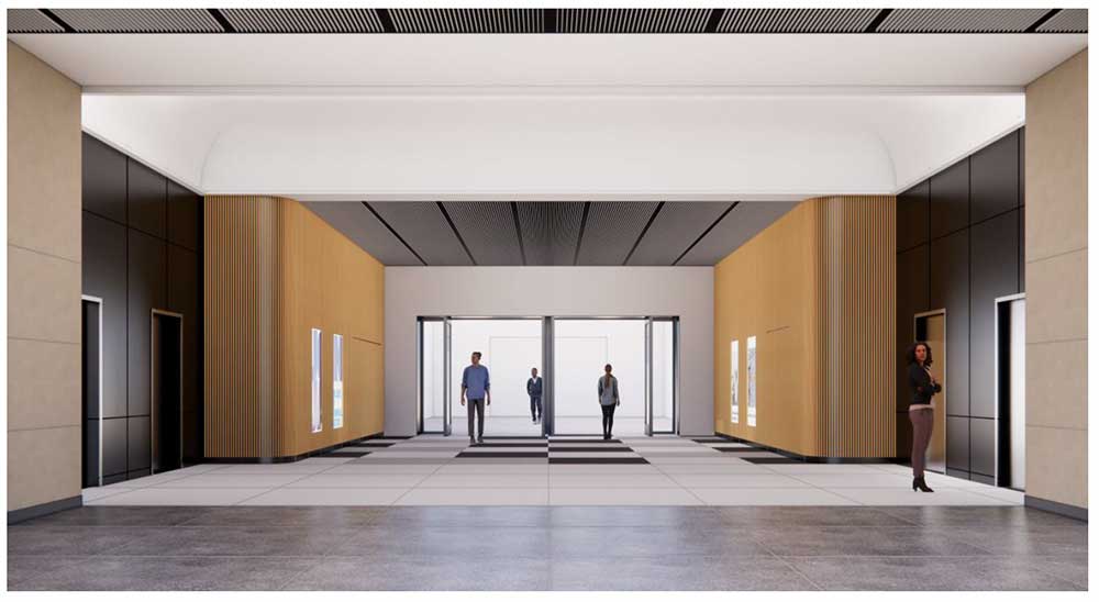 A rendering of the new and widened Memorial Hall passageway