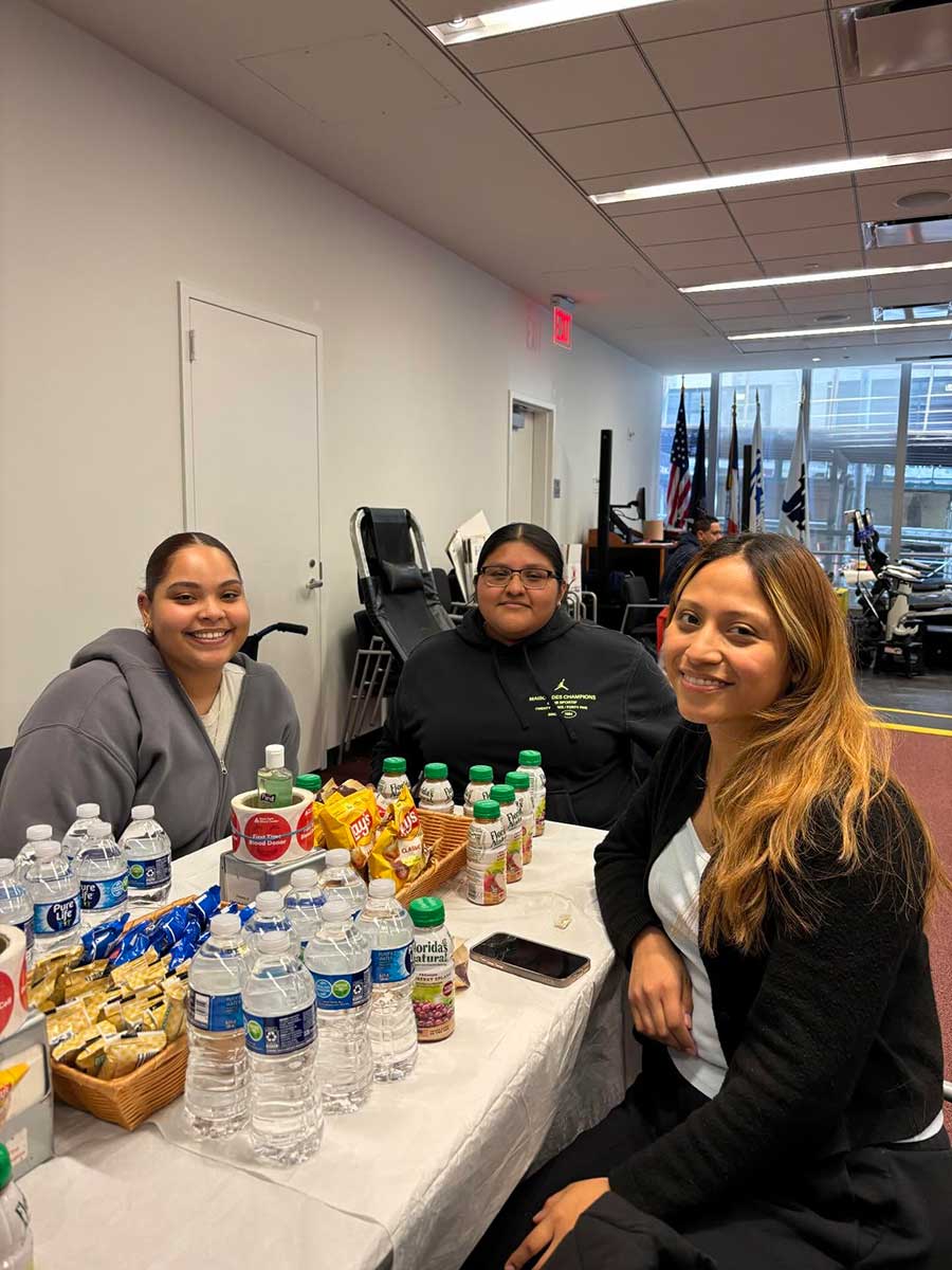 John Jay College students pose for photo after donating blood at John Jay College Blood Drive