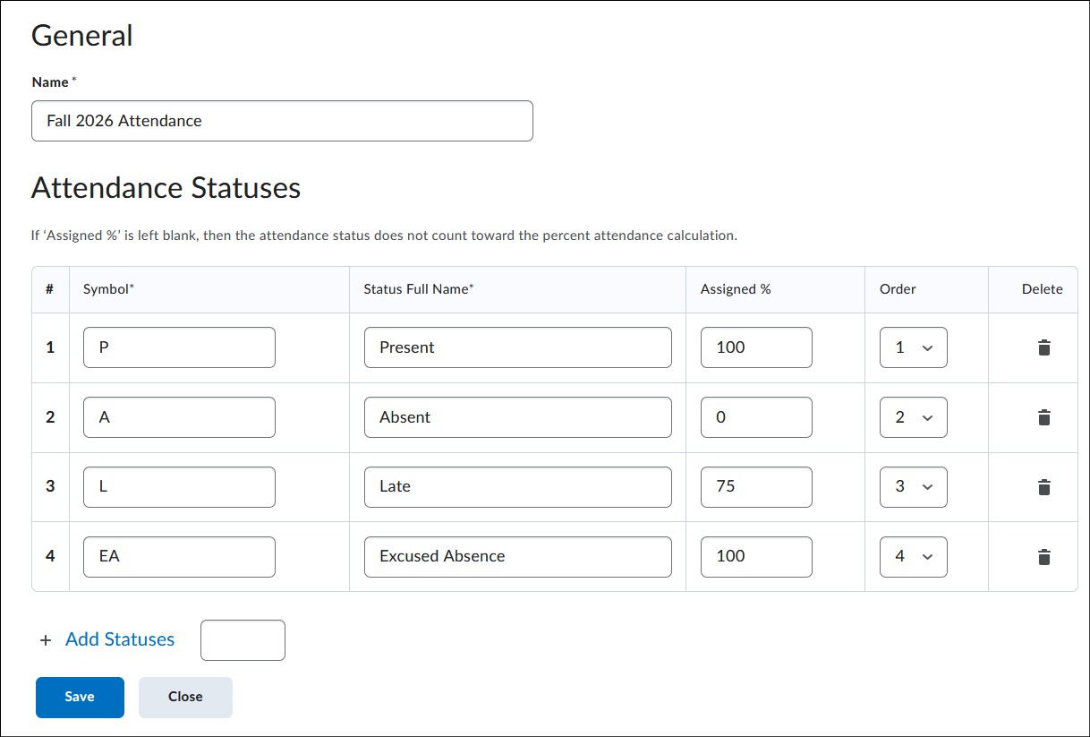 New Scheme filled out with status and precentages.