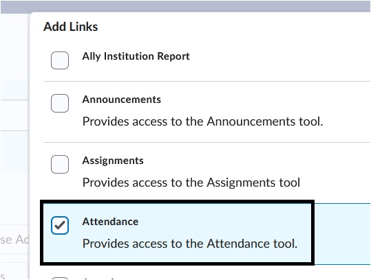 Add Links selection.