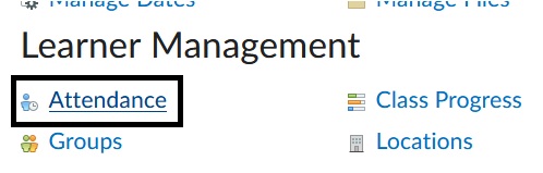 Attendance link on Course Admin page.
