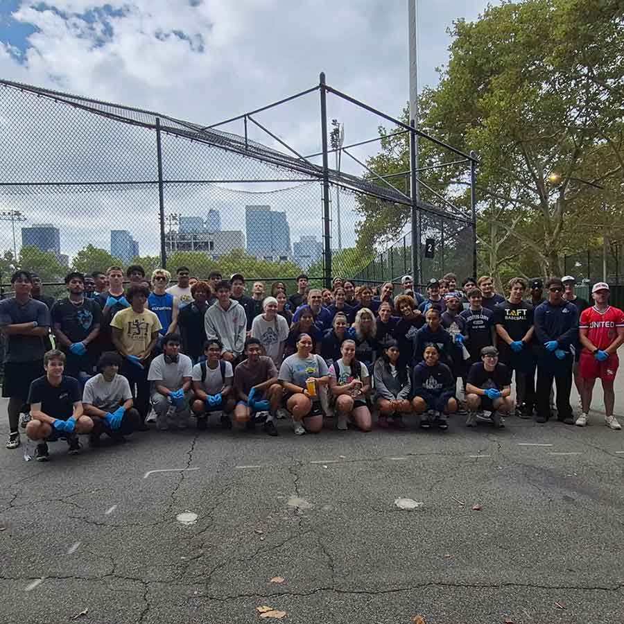 Students at Dewitt Park clean up
