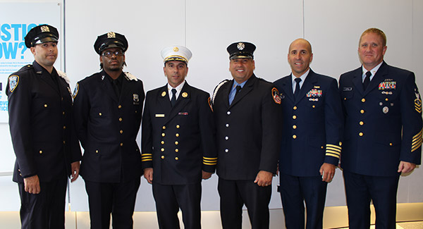 NYPD, FDNY, and Coast Guard service members