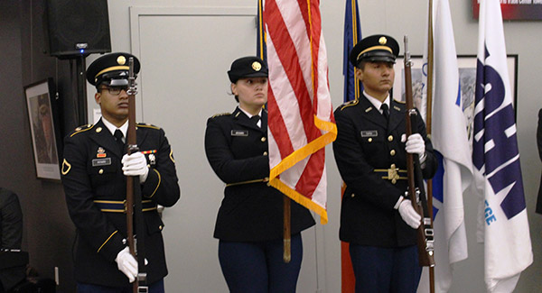 CUNY Army ROTC Color Guard commencing the ceremony