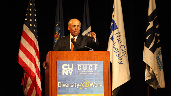 William C.  Thompson, Jr., Chairperson, CUNY Board of Trustees, exciting the crowd