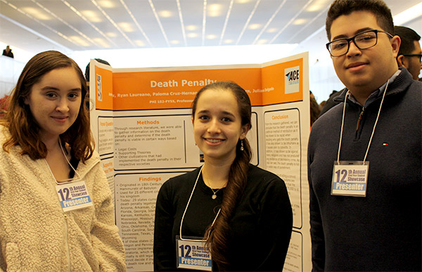 Angeline McGovern ’23, Juliana Delgado ’23, and Ryan Laureano ’23