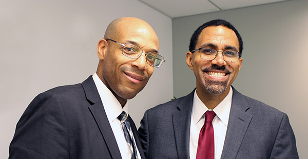 Ronald Day ’19, Vice President of Programs for the Fortune Society and John Jay alumnus, with John B. King Jr.