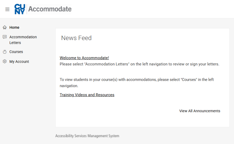 Picture of CUNY Accommodate faculty home page